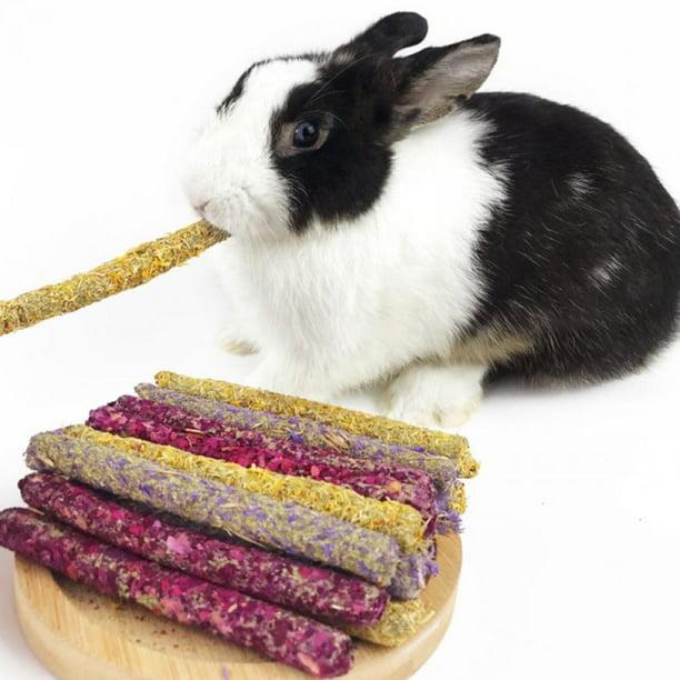 Fovien Natural Flowers Flavored Timothy Hay Sticks Rabbit Chew Toys Hamster Molar Snacks Perfect Food Accessories for Bunny Guinea Pigs Rats Chinchillas Gerbils and Other Small Animals 1PCS