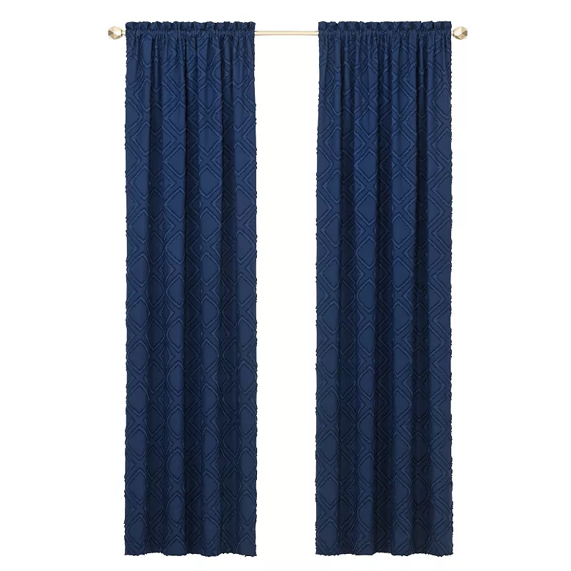 Kate Aurora Contemporary Geometric Shabby Diamond Clipped Rod Pocket Single Window Curtain Panel