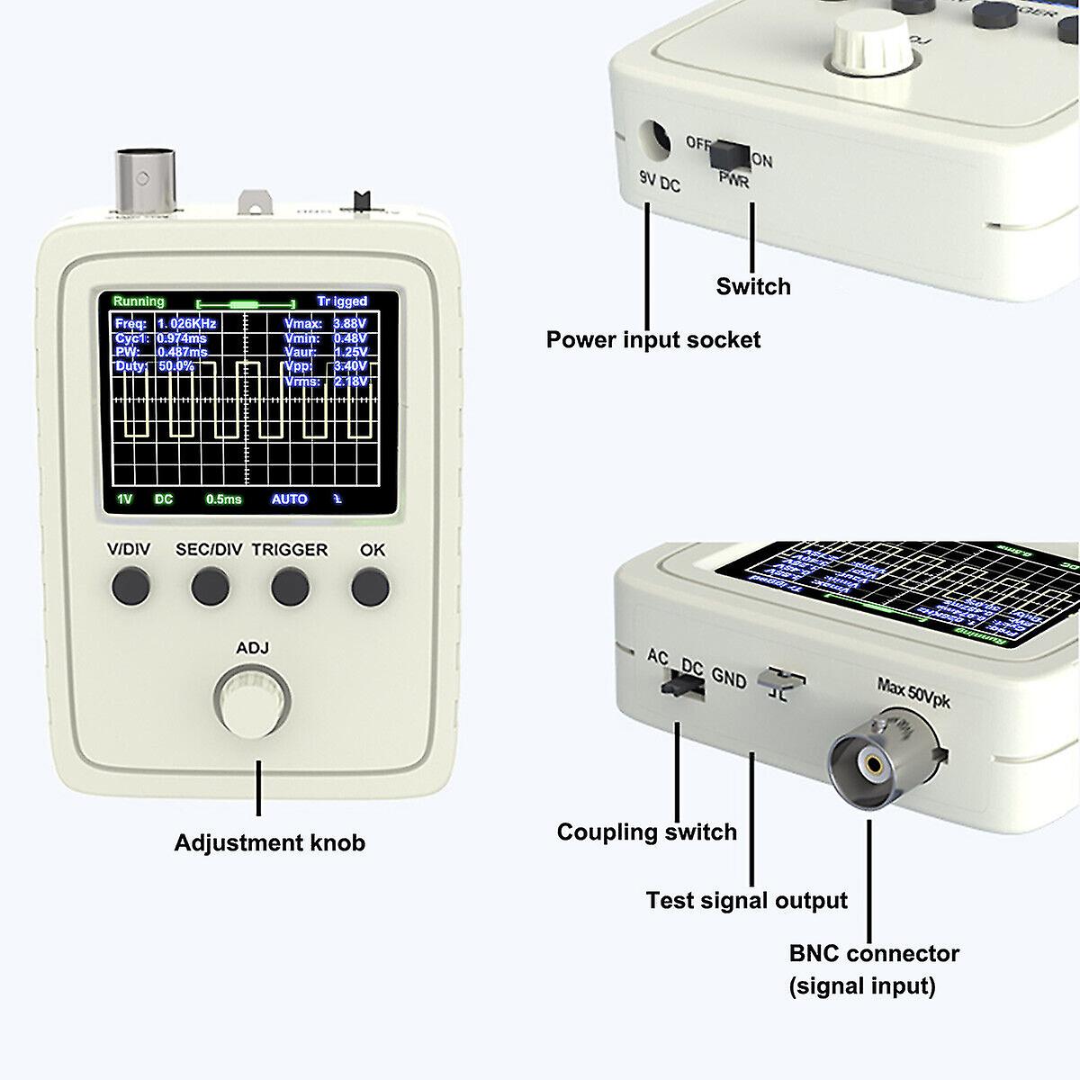 New Assembled Dso150 Digital Oscilloscope 2.4 Inch Lcd Display With Clip +power. W12317748