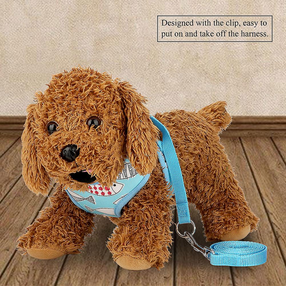 Comfortable Breathable Cute Cartoon Vest Pattern Dog Pet Harness Pet Clothes(Blue， S)