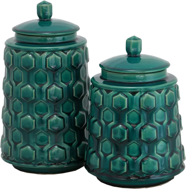 11 Inch Jade Green Ceramic Lidded Canister