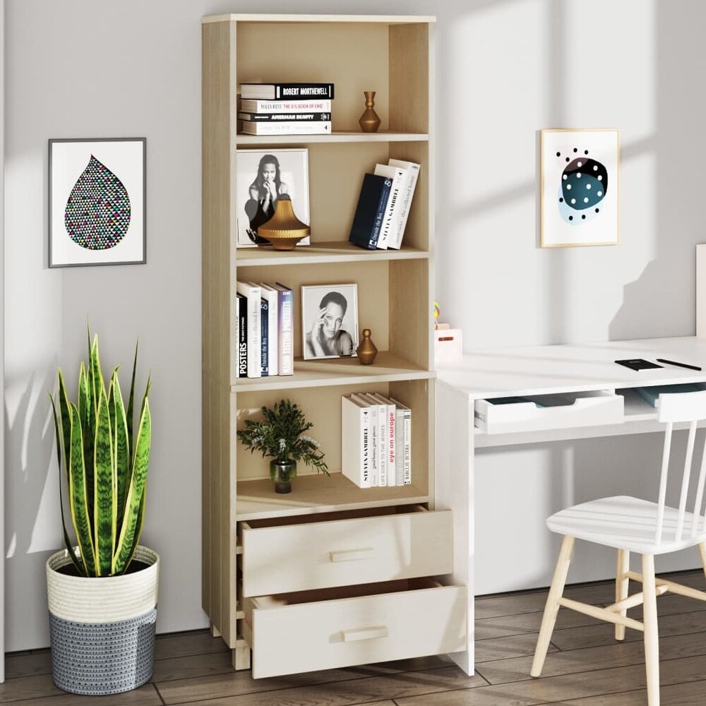 vidaXL Cabinet Bookshelf Entryway Cabinet with Storage HAMAR Solid Wood Pine   23.6\