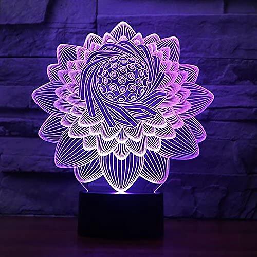 3d New Lotus Flower Lamp Night Light Remote Control Power Touch Table Desk Optical Illusion Lamps 7/16 Color Changing Lights Home Xmas Birthday Gift