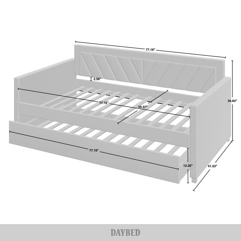 CraftPorch Glam Velvet Upholstered Twin Size Daybed with Trundle
