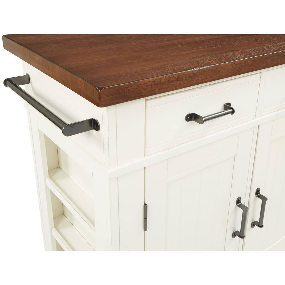 OSP Home Furnishings Urban Farmhouse Kitchen Island White Base with Vintage Oak Top BP-4207-942