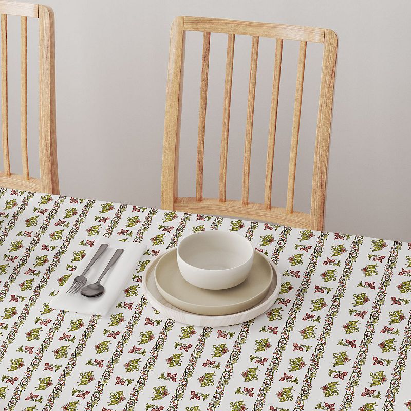 Square Tablecloth， 100% Cotton， 52x52， Floral 1