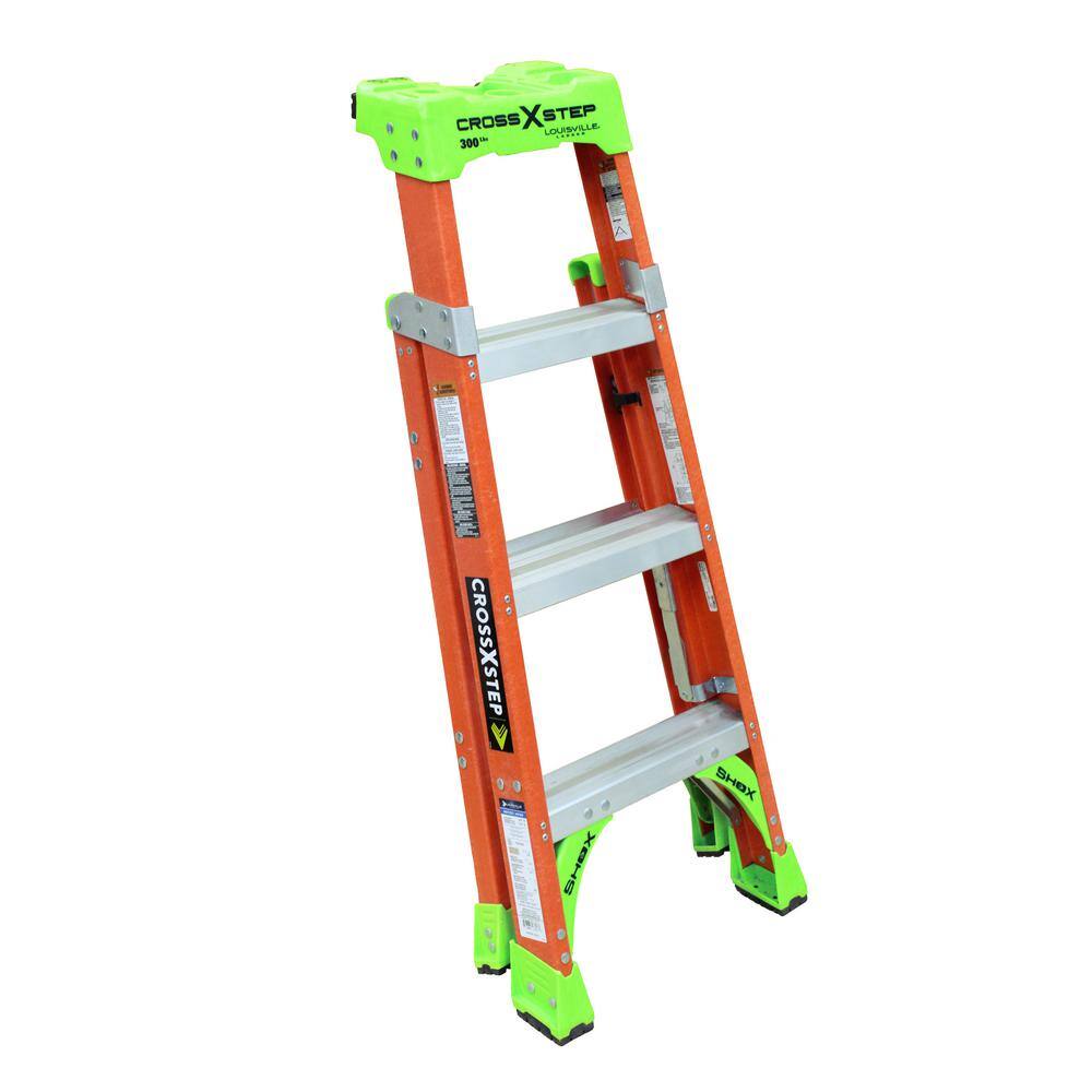 Louisville Ladder 4 ft. Fiberglass Cross Step Ladder 300 lbs. Load Capacity Type IA Duty Rating FXS1504