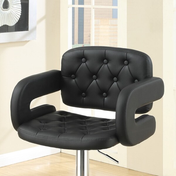 Adjustable Faux Leather Bar Stool with Armrests