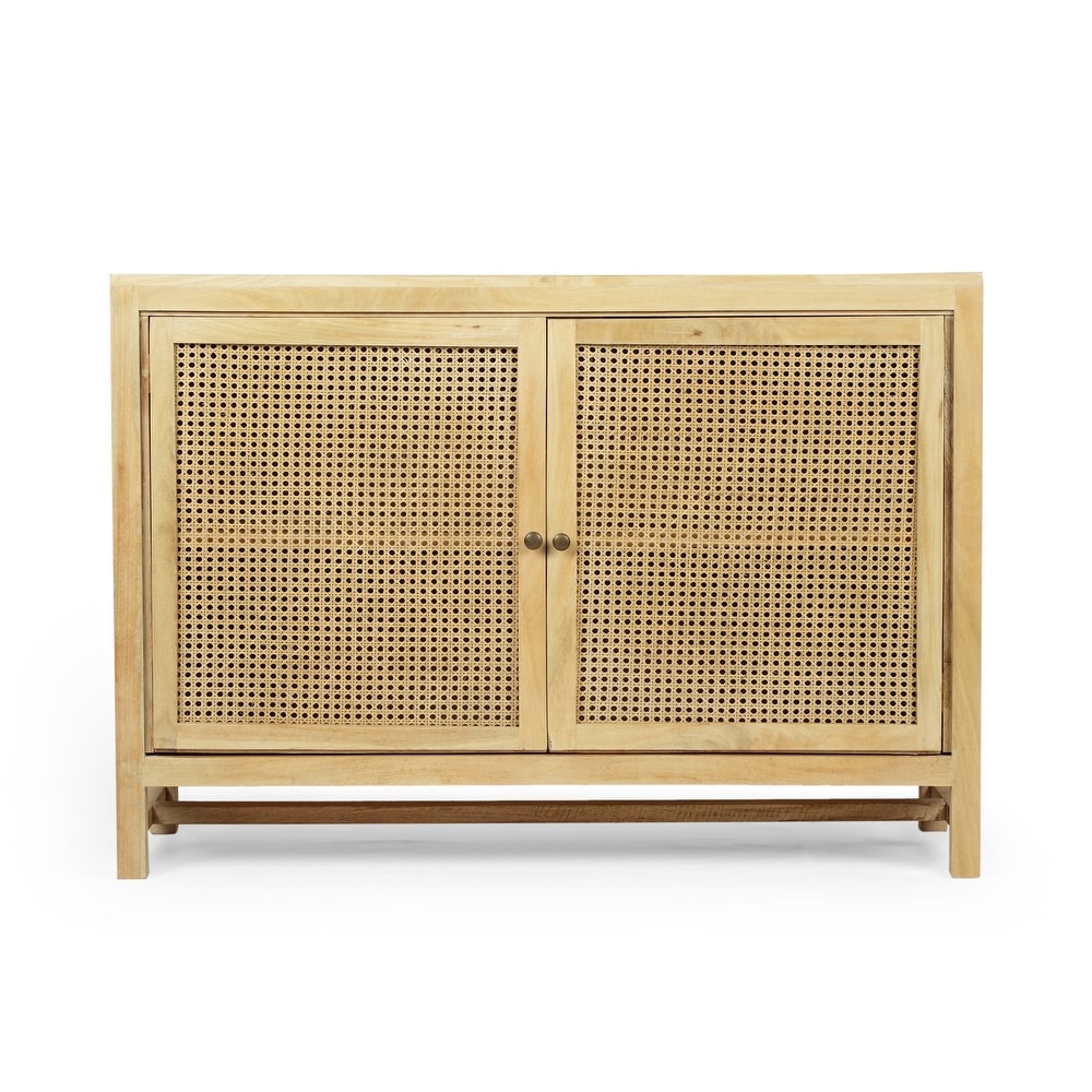 Gwendolyn Mango Wood and Wicker Cane Cabinet by Christopher Knight Home