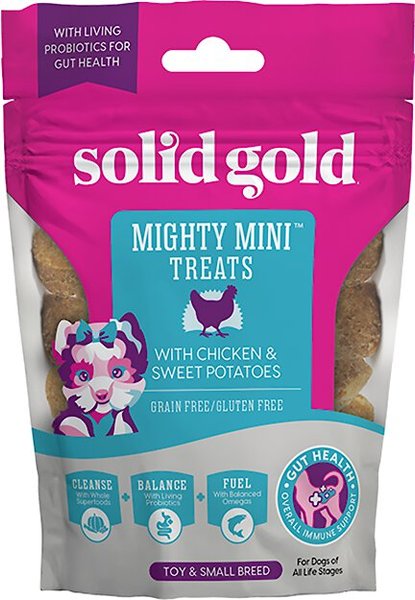 Solid Gold Mighty Mini  Chicken and Sweet Potatoes Dog Treats， 4-oz bag