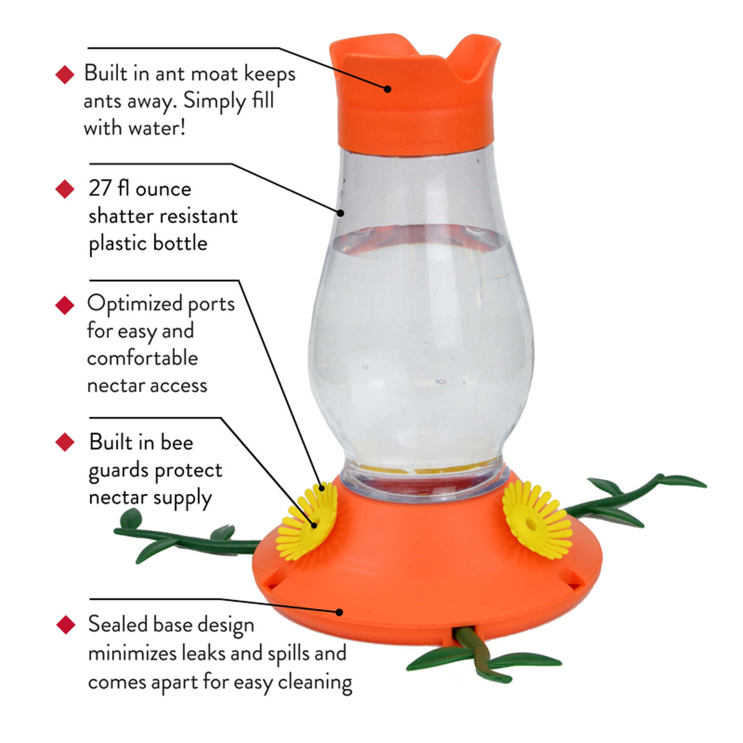 Perky-Pet Oriole 27 oz Plastic Bird Feeder 3 ports