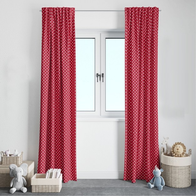 Bacati Pin Dots Red Cotton Printed Single Window Curtain Panel