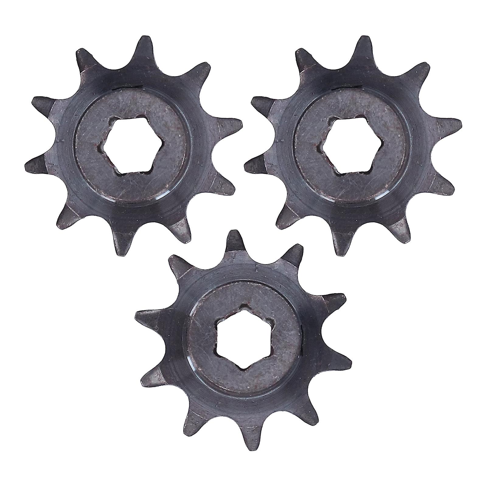 3pcs Steel Sprocket Drive Gear 8mm Pitch Hex Hole 10 Teeth Set Kit 530740080010