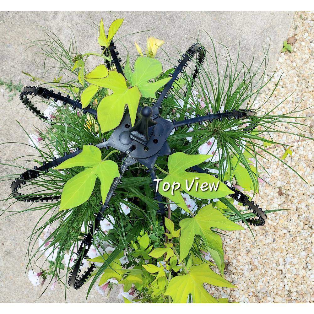 SCROLL TRELLIS 22.5 in. 8-Sided Black Polypropylene Orb Planter Pot Obelisk Trellis (2-Sets) ST-310