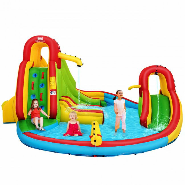 Kids Inflatable Water Slide Bounce House with Climbing Wall &Pool without Blower