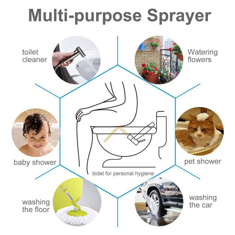 Amucolo Non-Electric Bidet Sprayer for Toilet Handheld Cloth Bidet Attachment Diaper Sprayer in. Sliver YeaD-CYD0-1NP