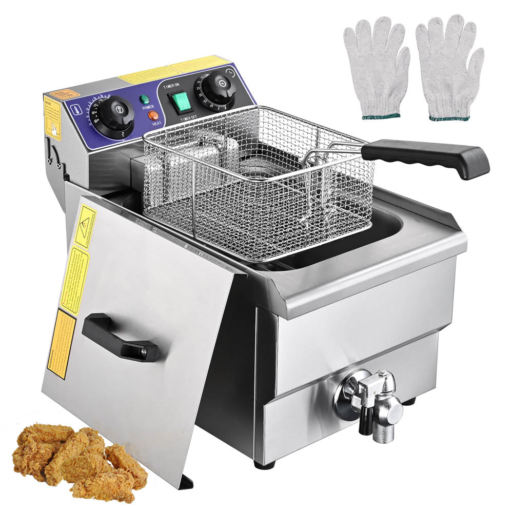 Yescom Electric Deep Fryer w/ Drain 10L Stainless Steel