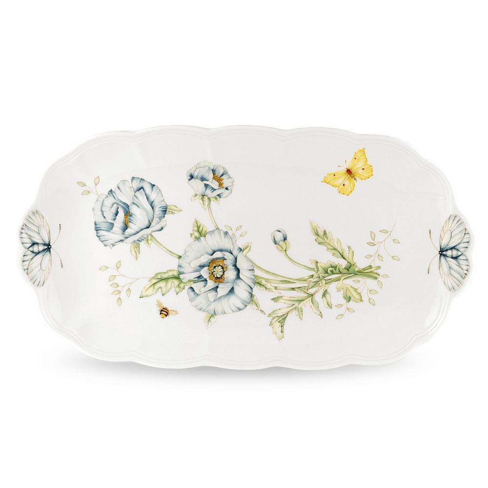 Lenox Butterfly Meadow 14.75 in. L x 9 in. W Porcelain Multi Color Oblong Sandwich Tray 6108195