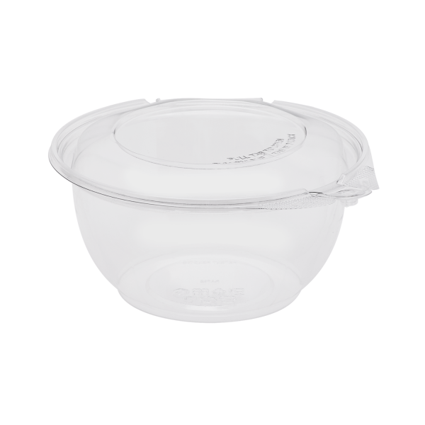 Karat 32oz PET Plastic Tamper Resistant Hinged Salad Bowl with Dome Lid - 240 sets