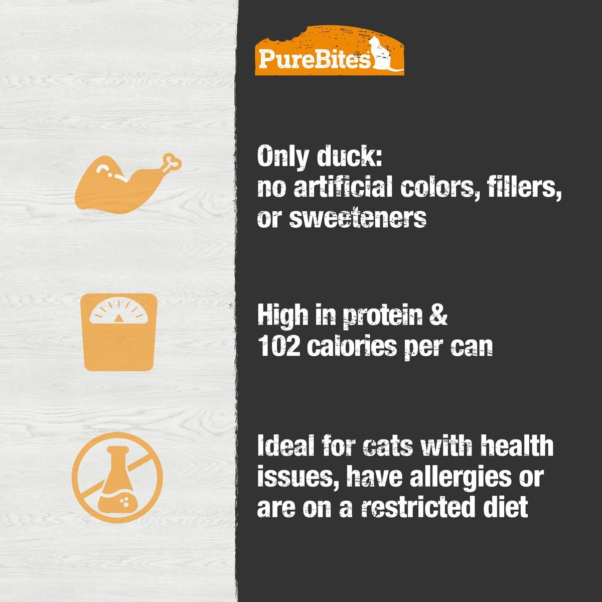 PureBites 100% Pure Duck Paté Cat Food Toppings， 2.5-oz can， 12 count