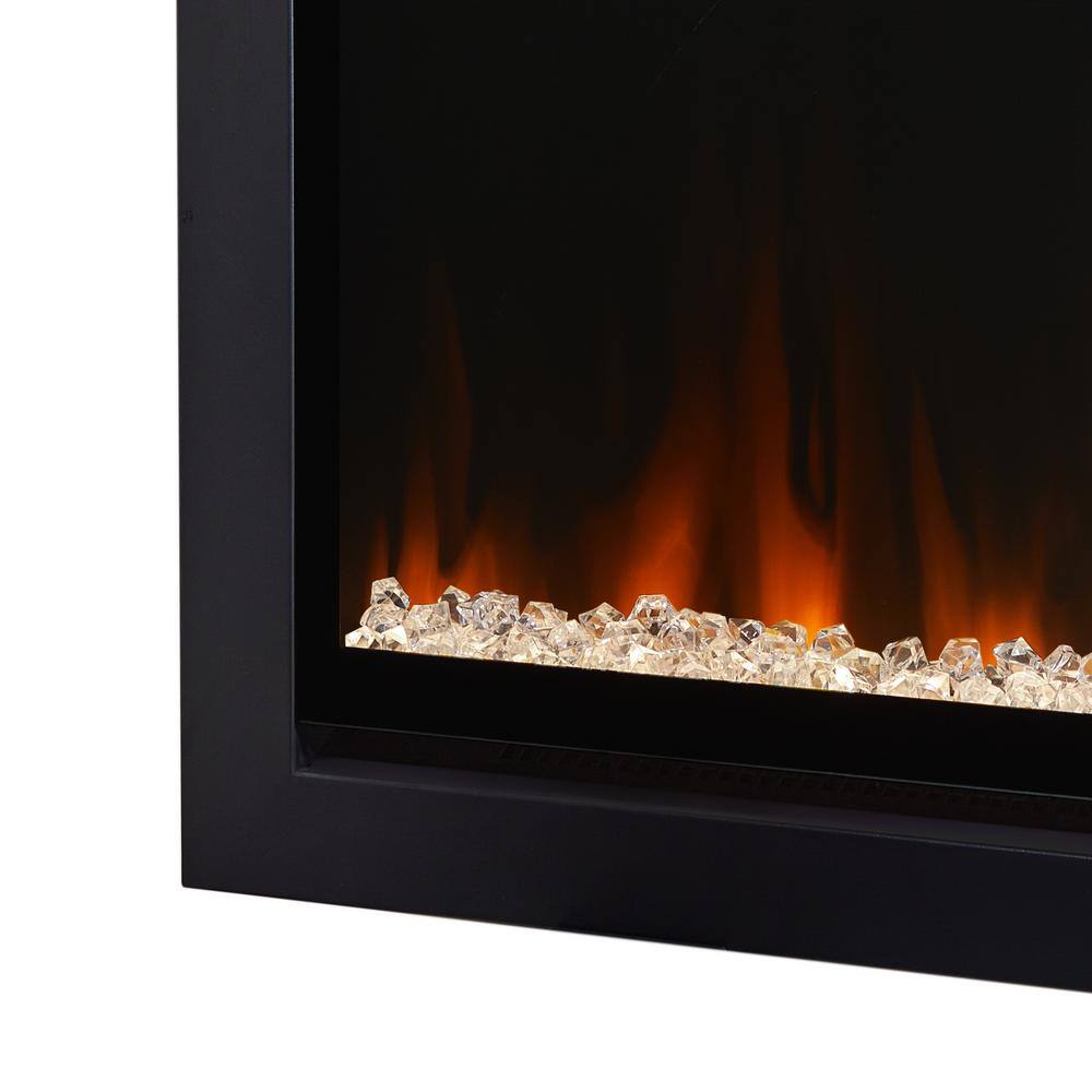 Real Flame 65 in. Wall-Mount Recessed Electric Fireplace Insert in Black 5560