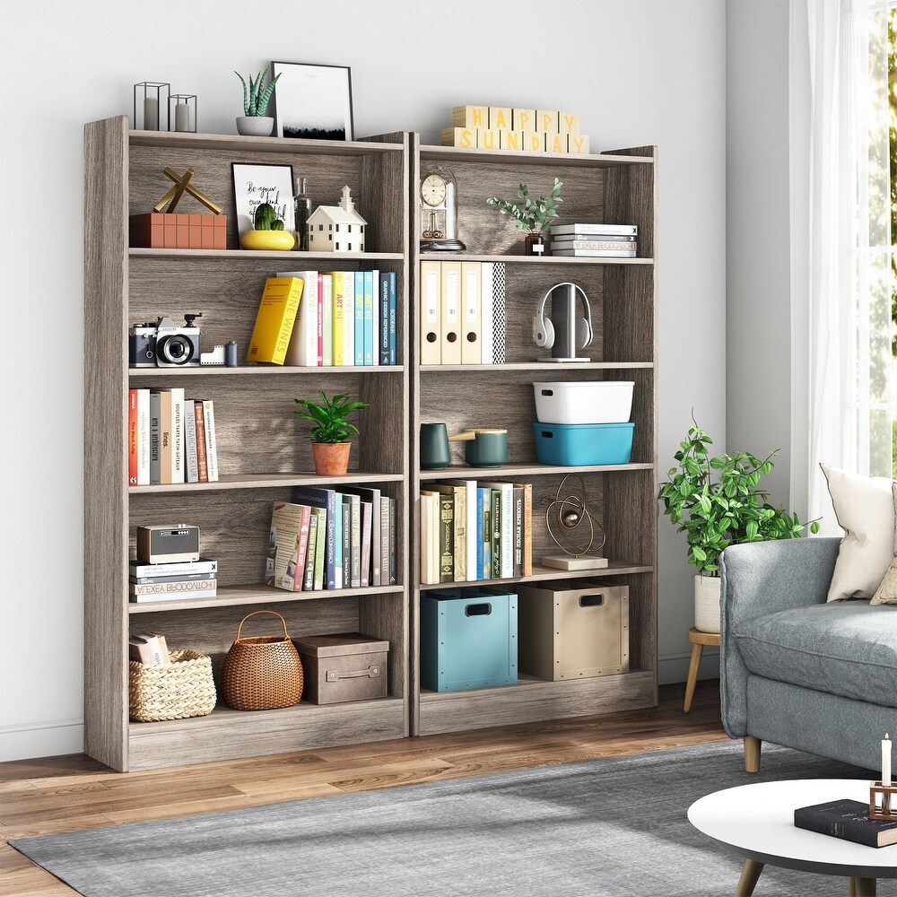 6 Tier White Bookcase  Large Tall Bookshelf with Storage Shelves