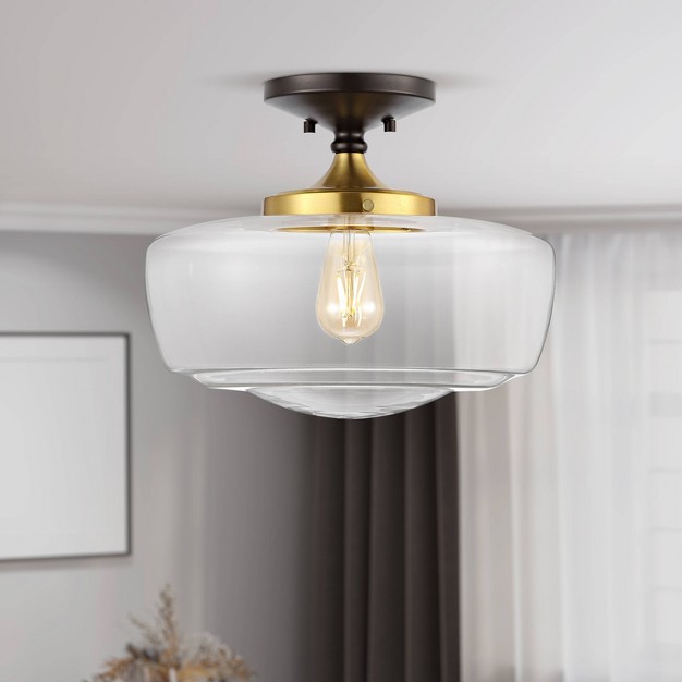 Marfa Glass iron Farmhouse Modern Led Flush Mount Jonathan Y