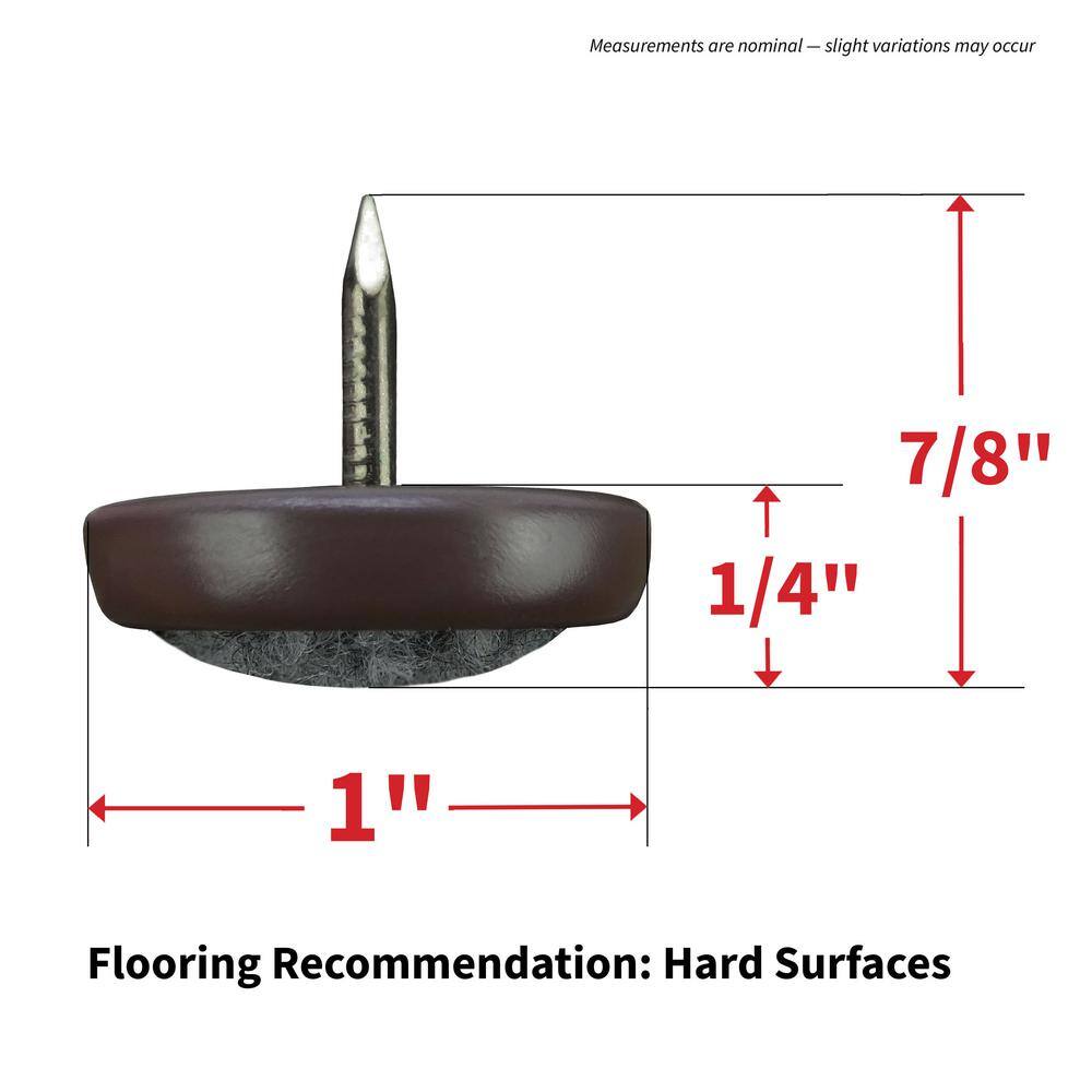 Everbilt 1 in. Brown Round Metal Nail-On Furniture Glides with Carpet Base for Floor Protection (4-Pack) 4293144EB