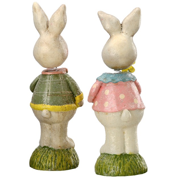 Bobble Head Bunny Pair Figurines National Tree Company