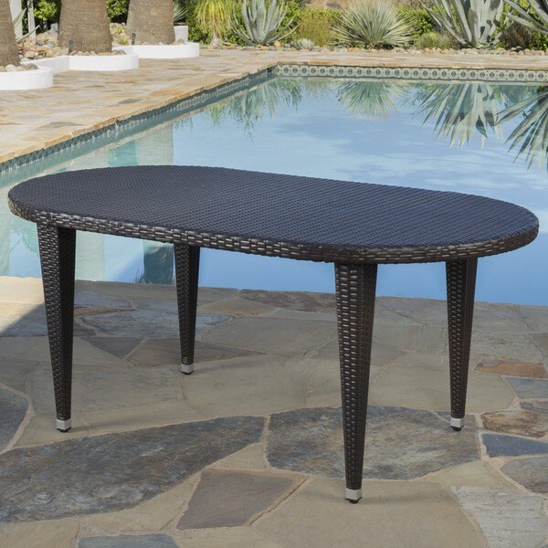 Dominica Outdoor Oval Wicker 69inch Wicker Dining Table by Christopher Knight Home