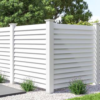 Barrette Outdoor Living Louvered 6 ft. x 6 ft. White Vinyl Fence Panel 73050573