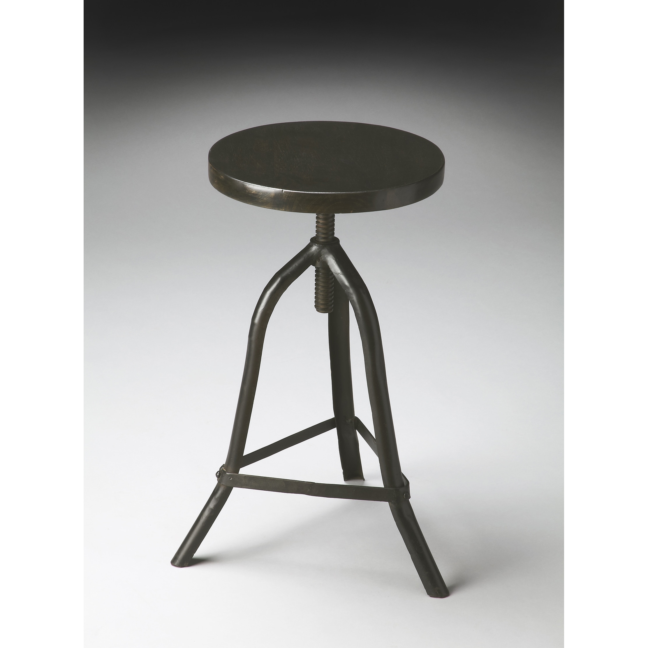 Butler Modern Round Iron Revolving Stool in Metalwork Finish - Black - N/A