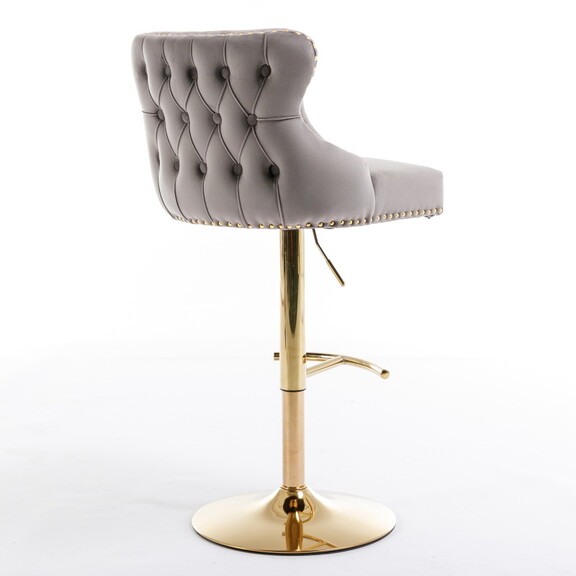 Seat Wide19.3 inches Golden Swivel Velvet Barstool...