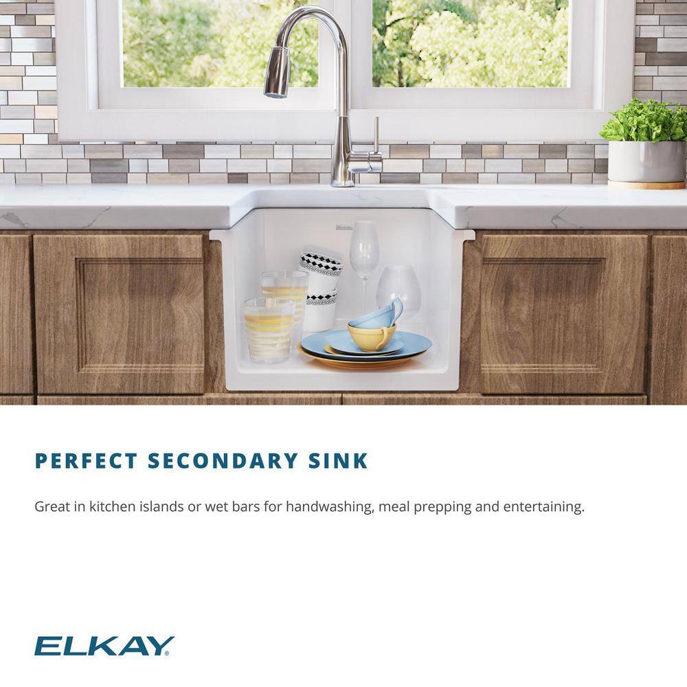 Elkay White Fireclay 16 in. Undermount Bar Sink SWU1517WH