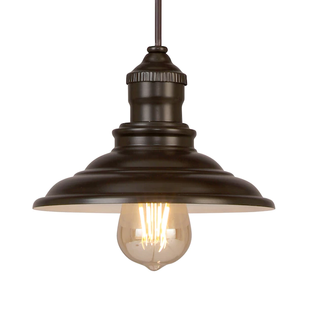 allen + roth Hainsbrook Aged Bronze Industrial Cone Mini Pendant Light