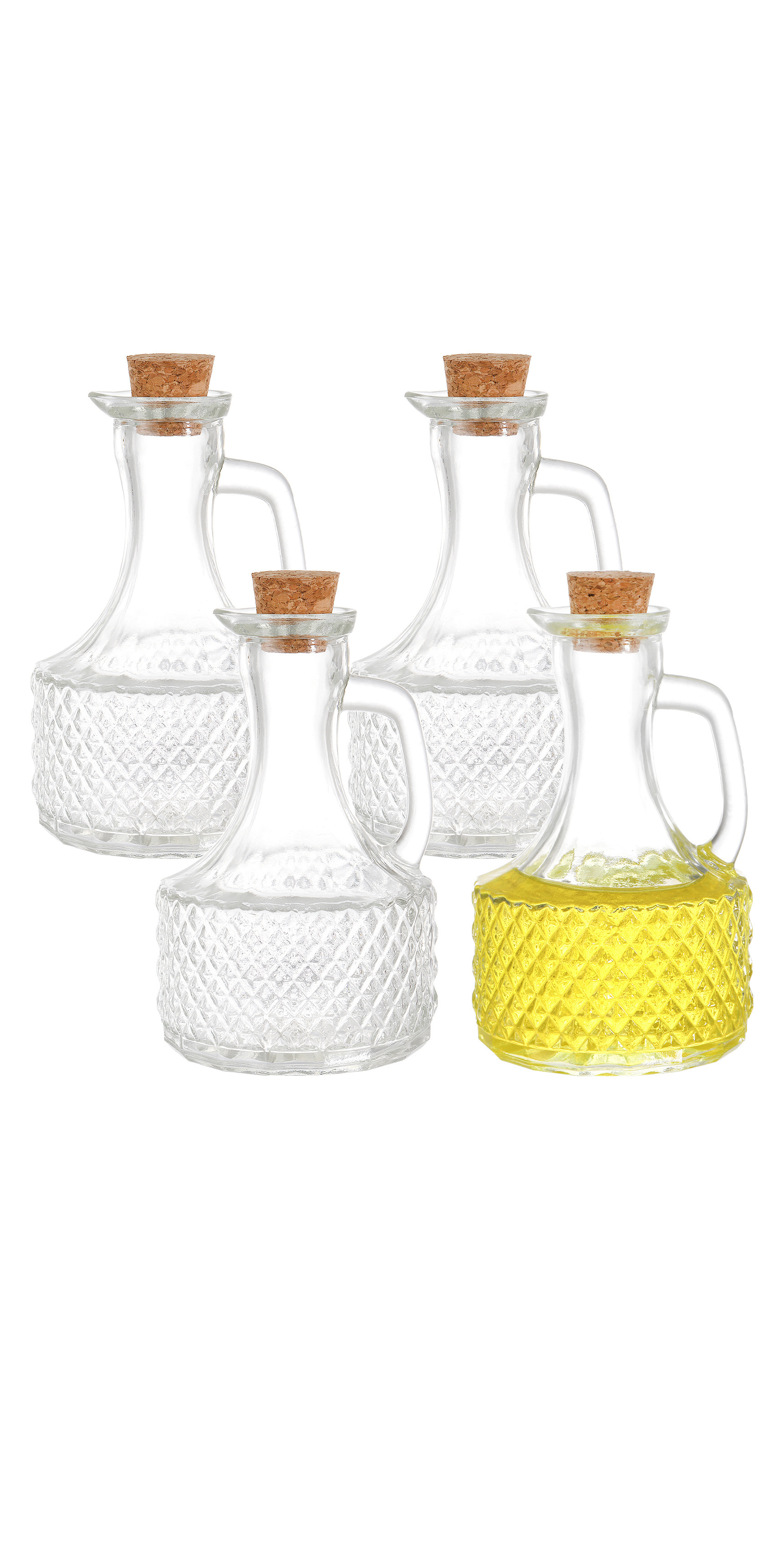 4 Pack Glass Oil and Vinegar Cruets Bottles