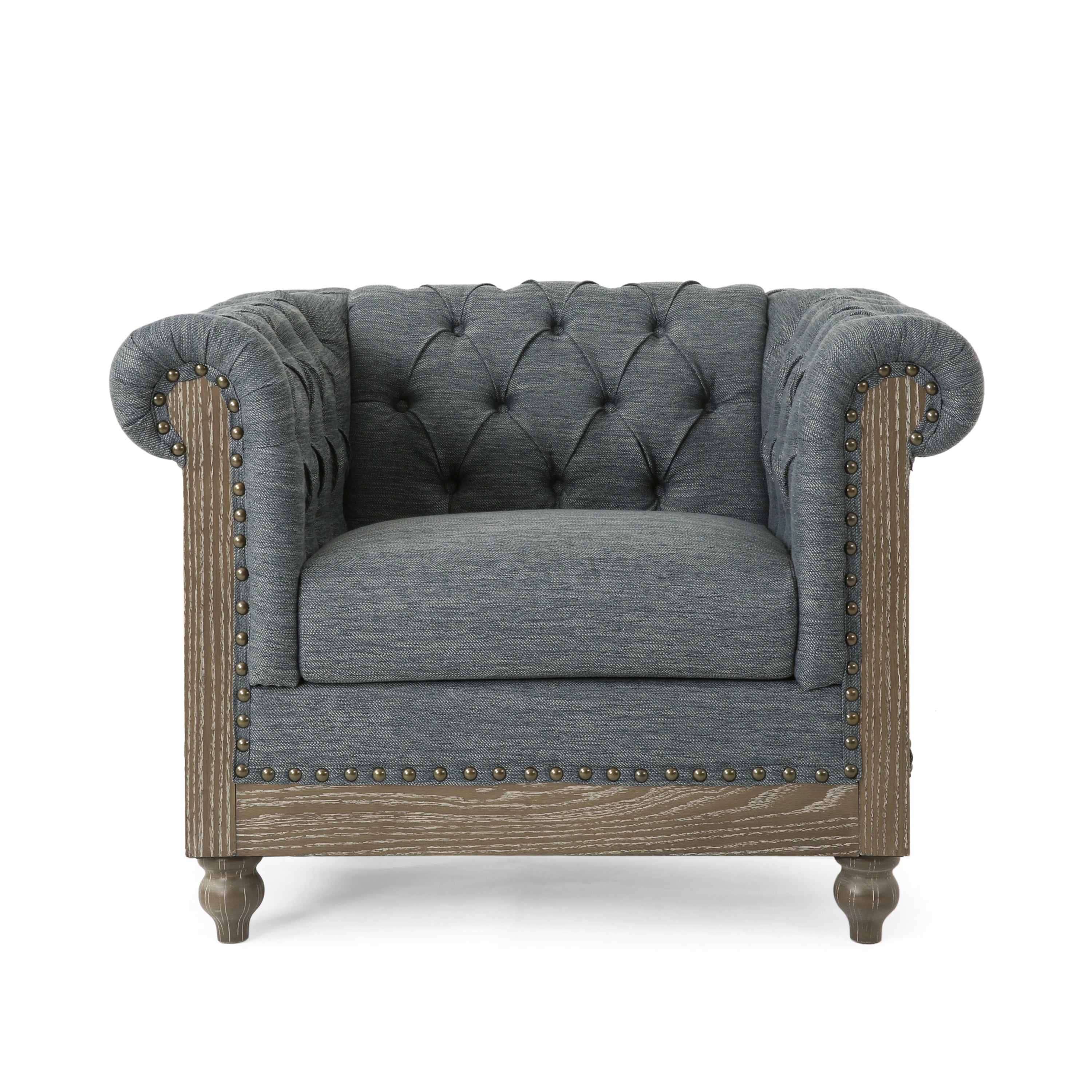 Alejandro Chesterfield Tufted Fabric Club Chair with Nailhead Trim