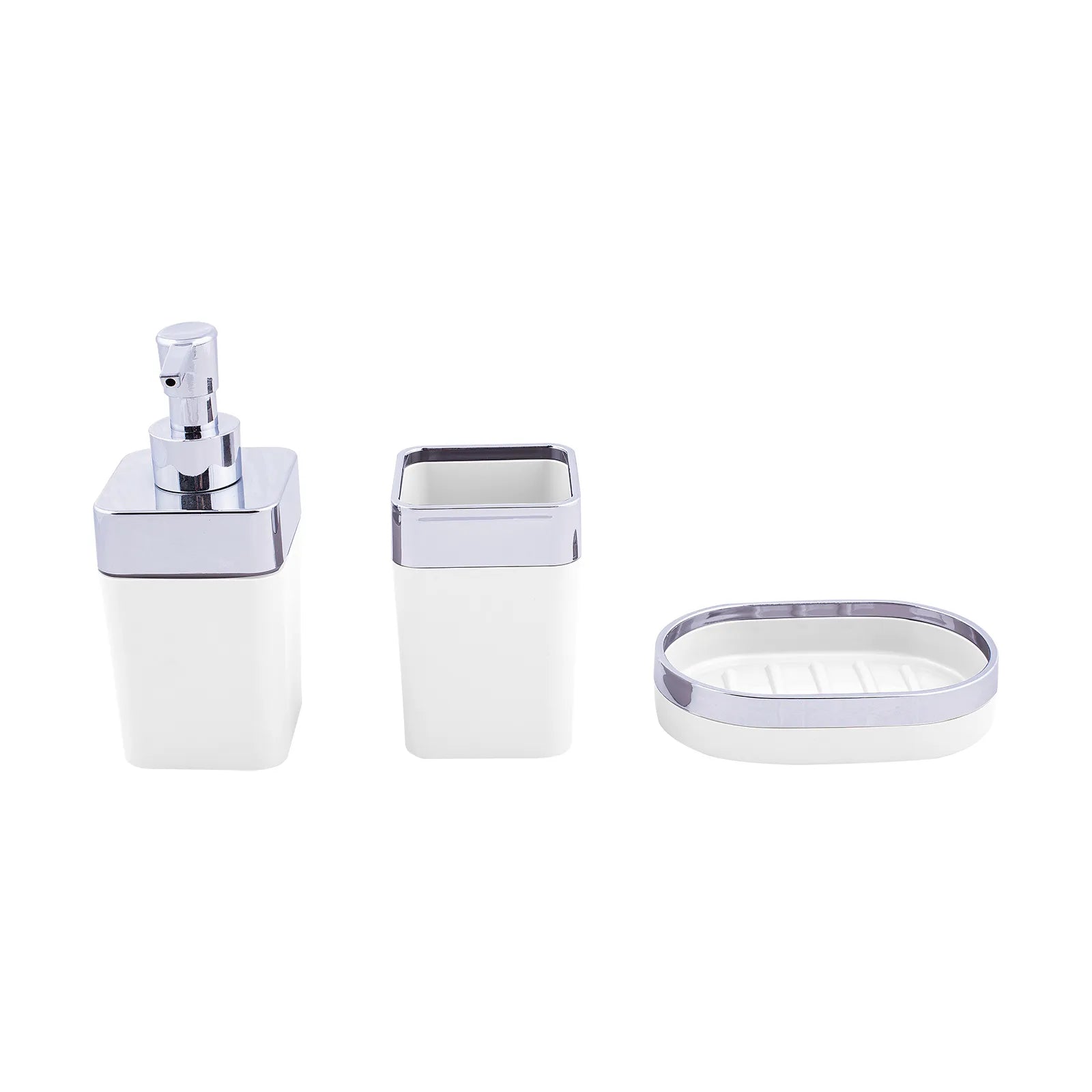 Karaca Home White/Silver 5 Piece Square Bathroom Set 300.21.02.0025