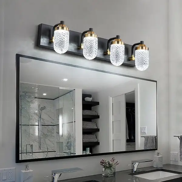 4-Lights Crystal Vanity Lights for Bathroom Wall Light Fixture