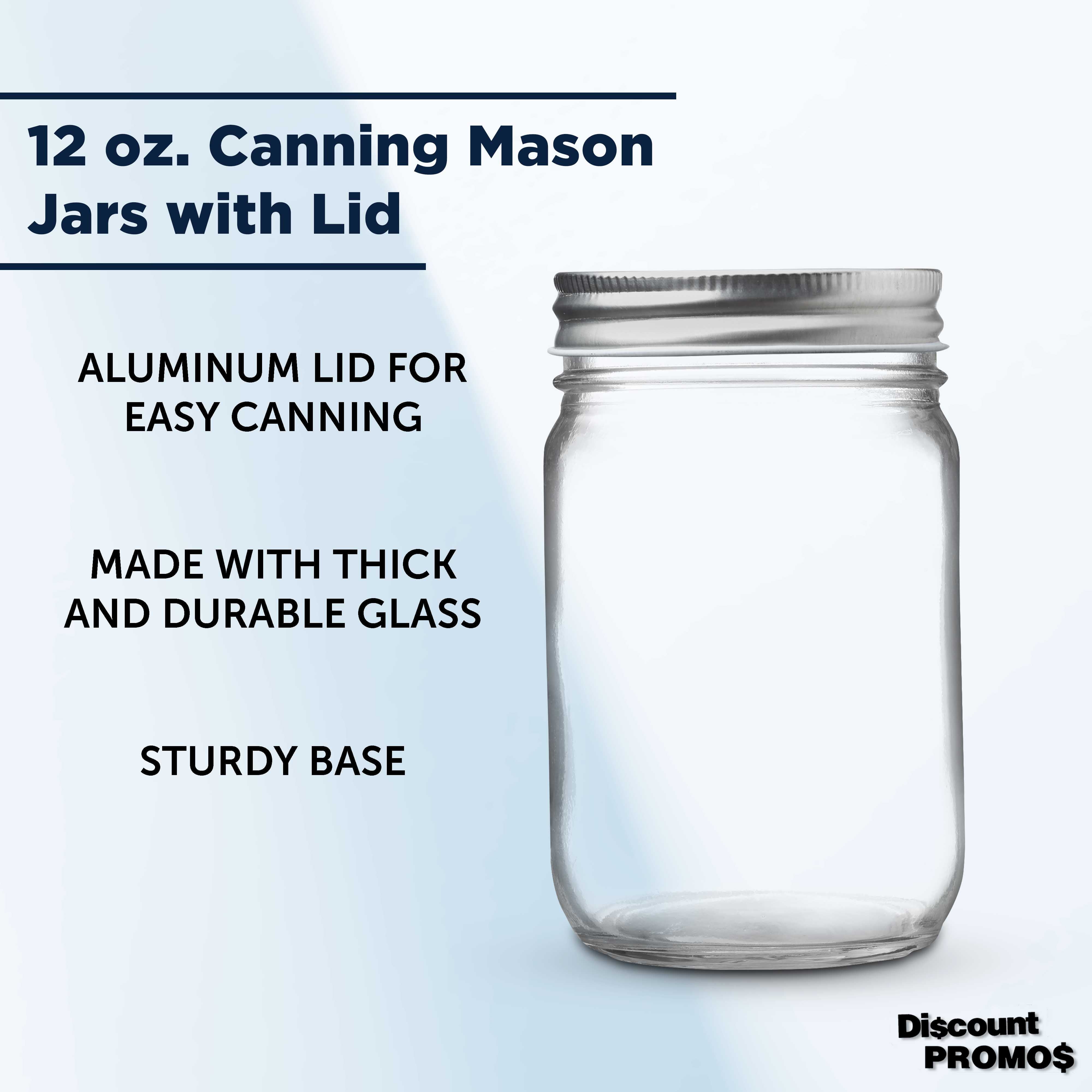 10 Decorating Mason Jars Set， 12 oz. - Canning， Aluminum Lid - Clear