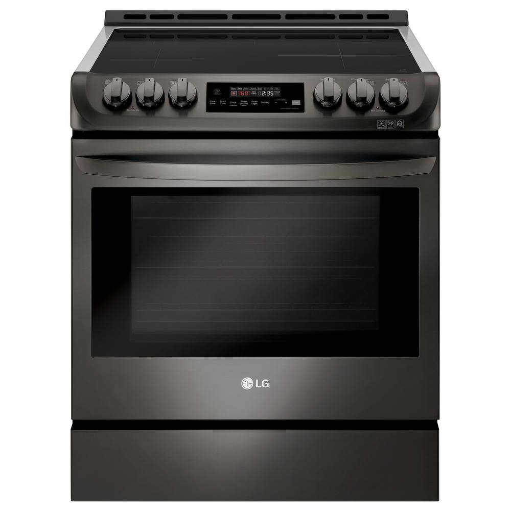 LG 6.3 cu. ft. Smart Slide-In Electric Range with ProBake Convection Induction  Self-Clean in Black Stainless Steel LSE4616BD