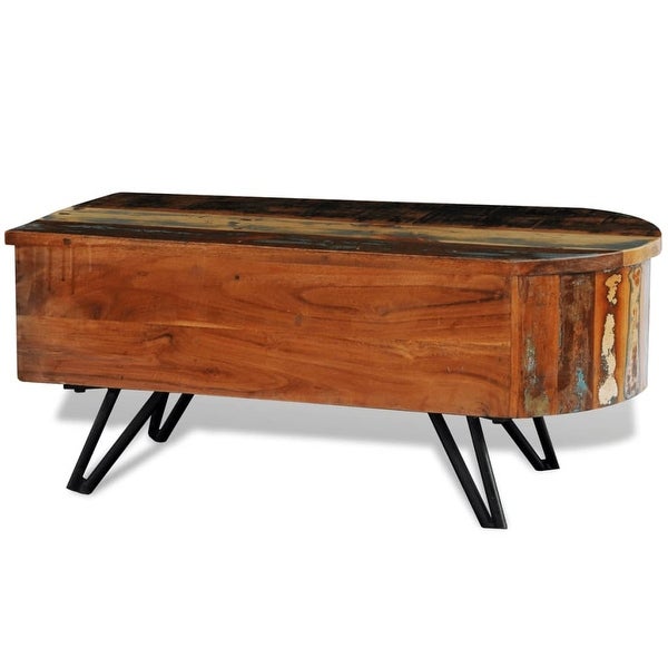 vidaXL Coffee Table with Iron Pin Legs Solid Reclaimed Wood