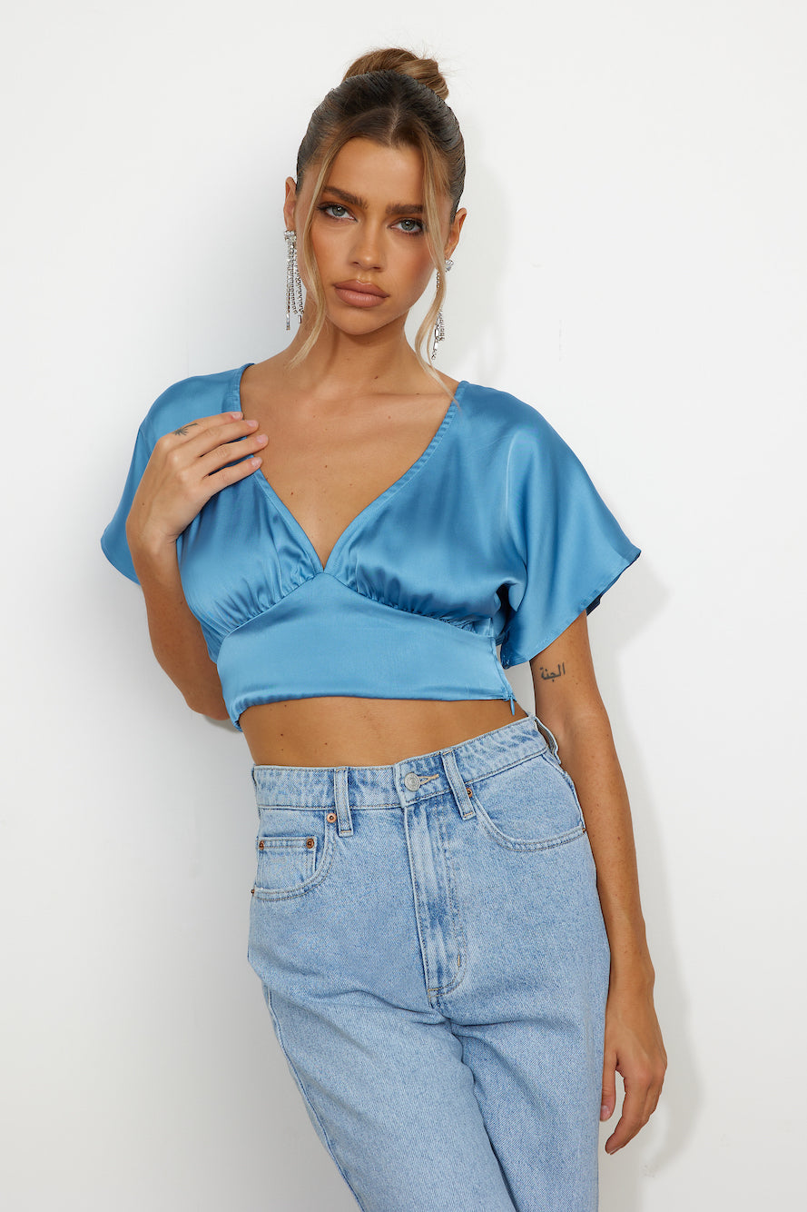 Dainty Girl Crop Top Blue