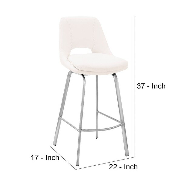 26 Inch Open Back Leatherette Swivel Counter Stool - 22 L x 17 W x 37 H Inches