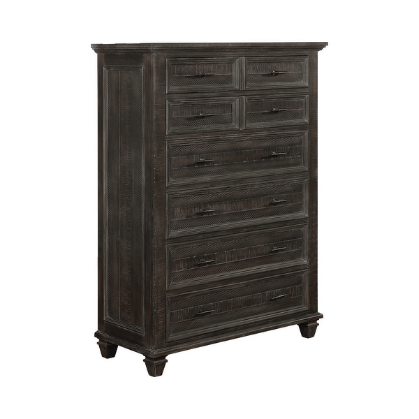 Minton Weathered Carbon 4-piece Bedroom Set with 2 Nightstands and Chest - - 35216415