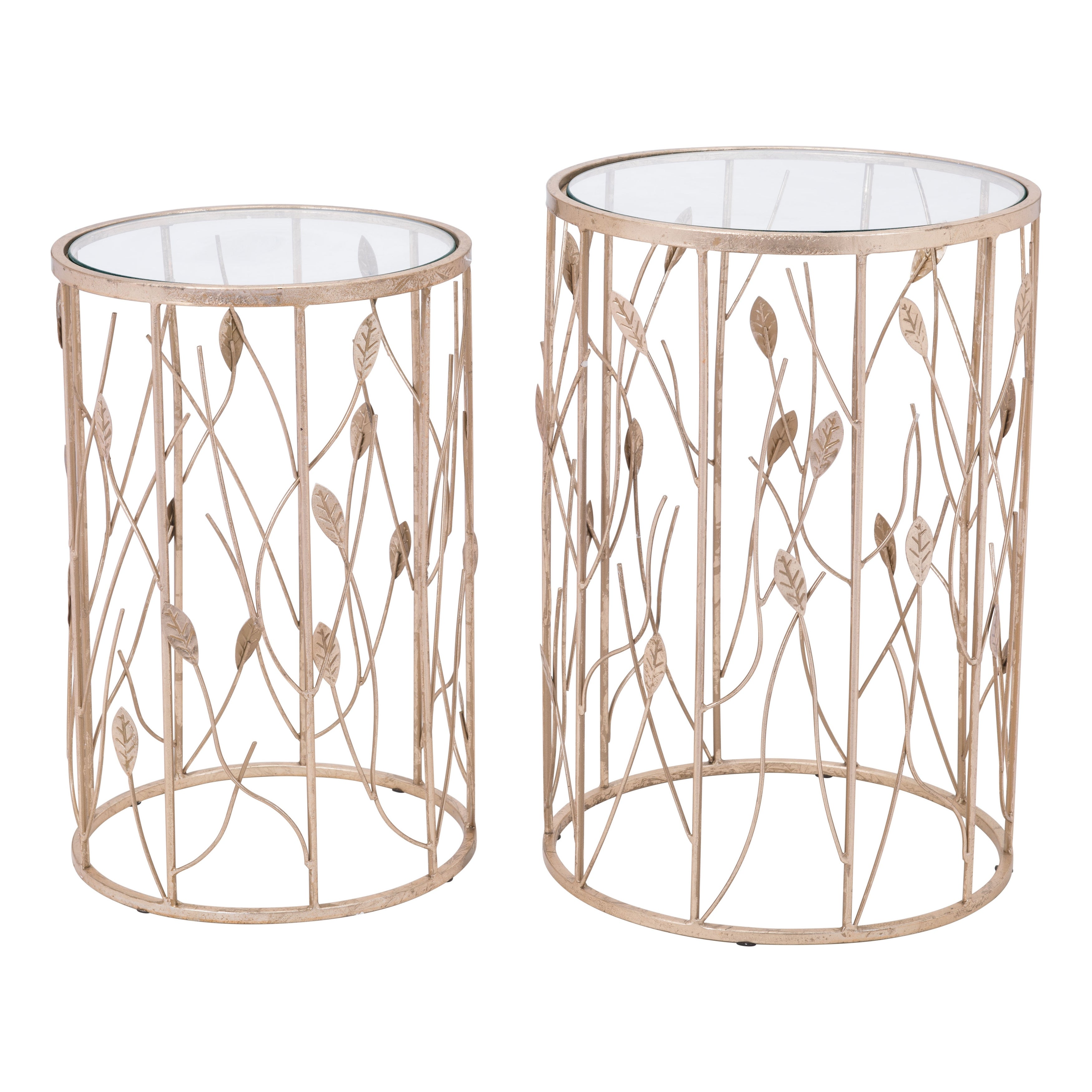 Set of 2 Sage Side Tables Gold - 15