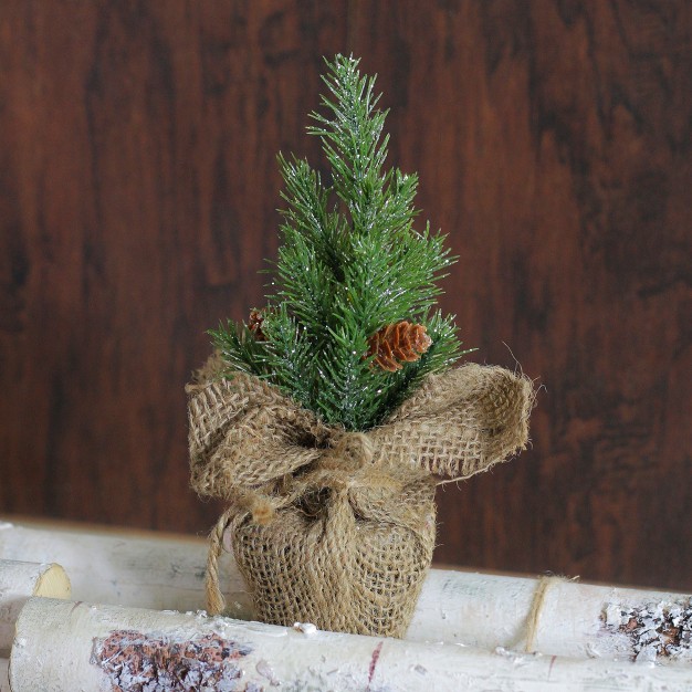 Glittered Pine Mini Burlap Base Artificial Christmas Tree Unlit