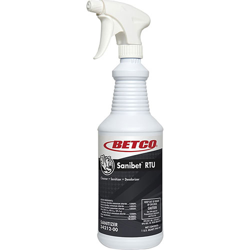 Betco Sanibet RTU Cleaner - Ready-To-Use Spray - 32 fl oz (1 quart) - 12