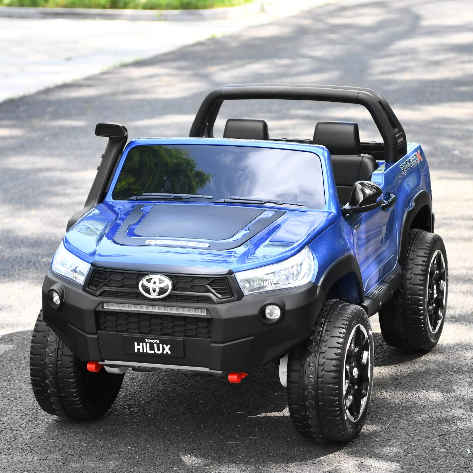 Costzon 2-Seater Ride on Car, 4WD 2x12V Licensed Toyota Hilux Battery Powered Truck w/ Remote Control