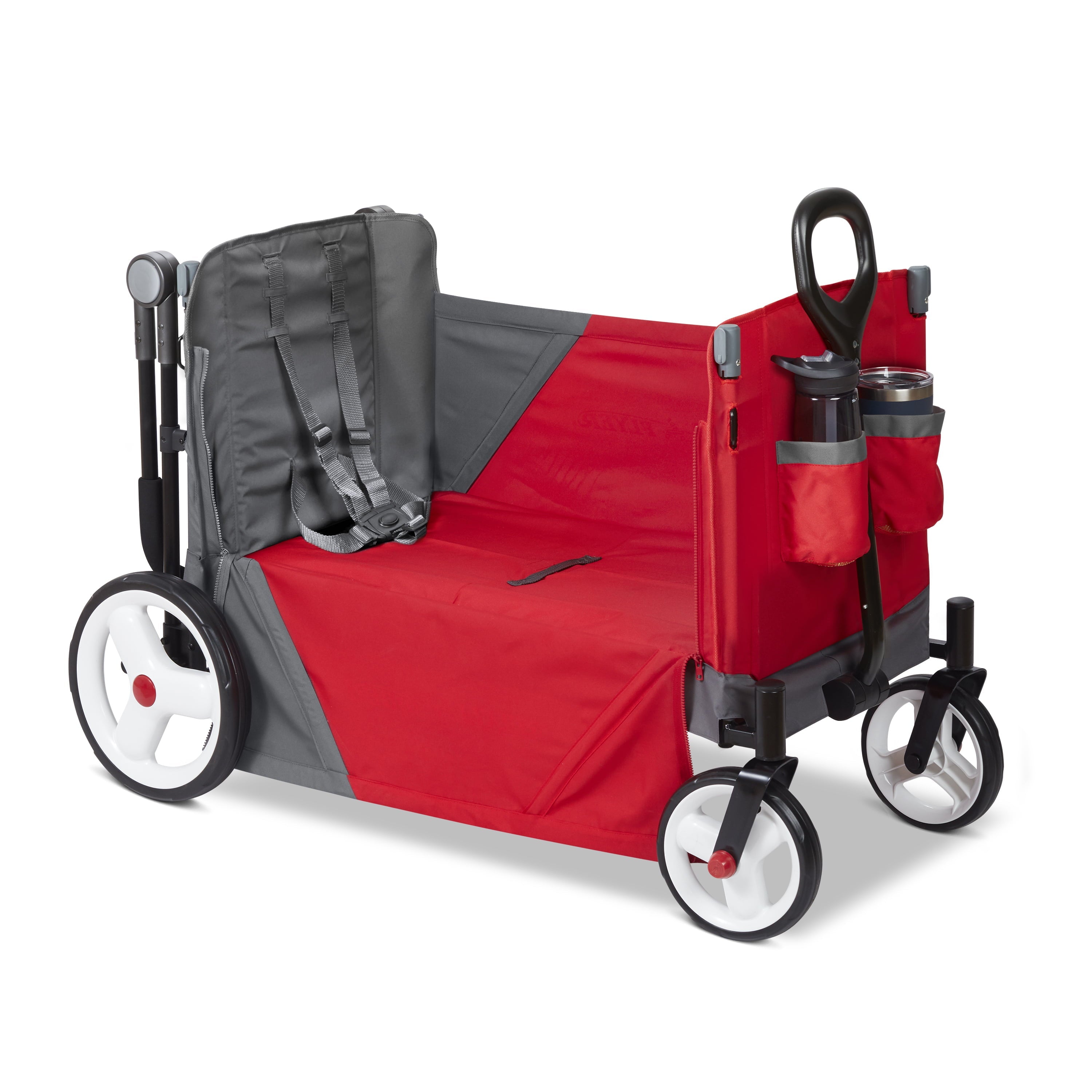 Radio Flyer, Discovery Stroll 'N Wagon with Canopies, Folding Wagon, Gray and Red